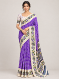 Purple Check Marshmallow Saree with Floral Bentex Borders