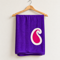 Violet semi modal silk saree with pink and cream raw mango leaf motif